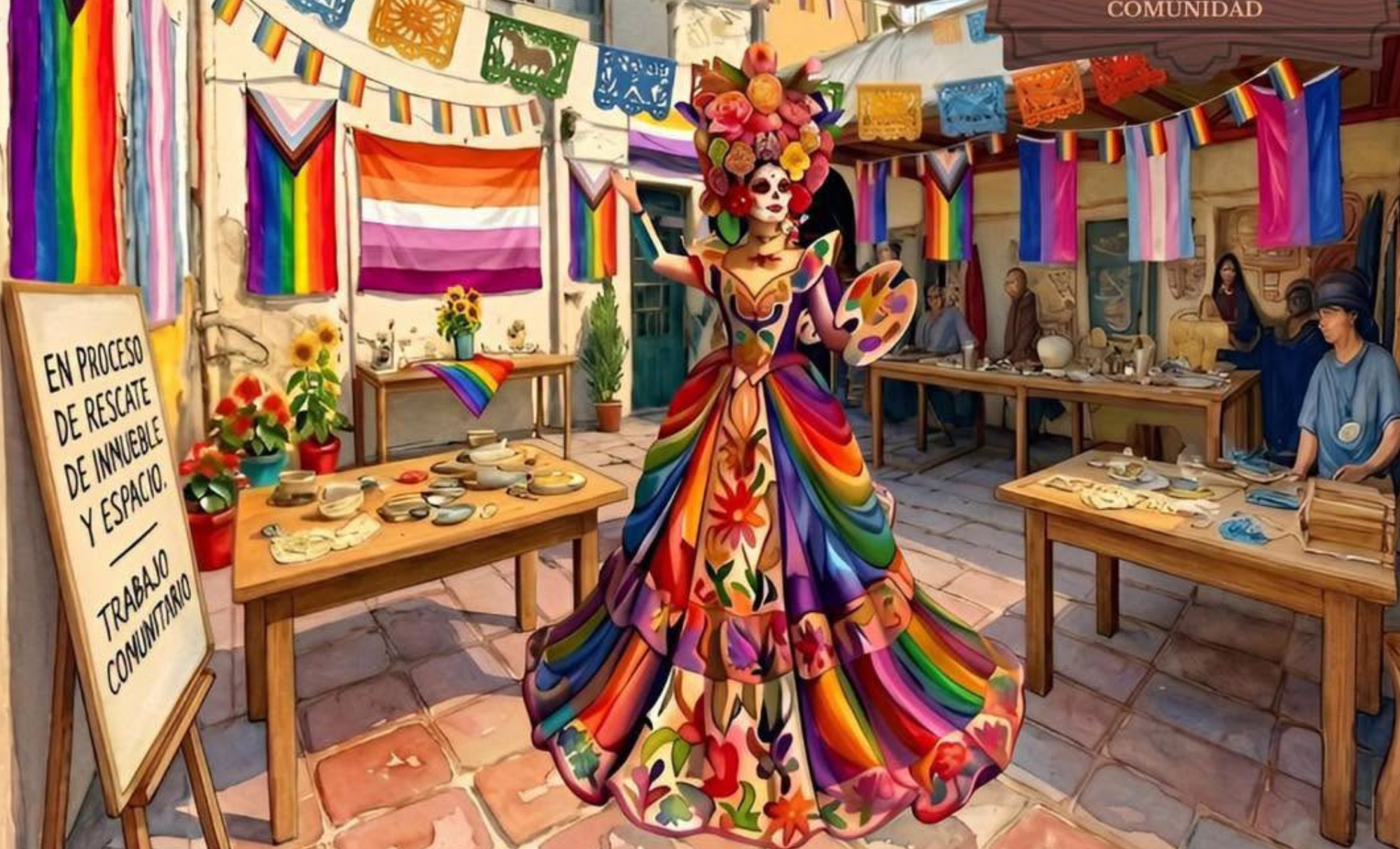 Arte, orgullo y apoyo comunitario se reúnen en feria LGBT+ de Puebla