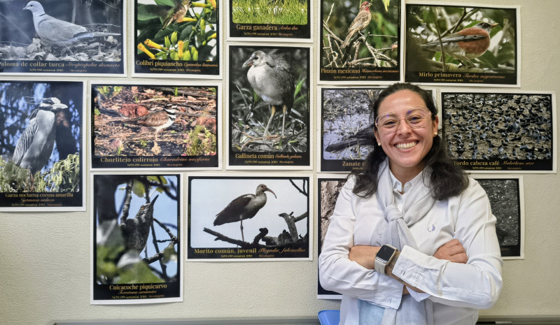 Andrea Paloma Zepeda identifica aves protegidas en Ciudad Universitaria Tulancingo, UAEH